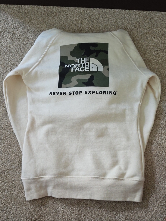 The North Face Tops - The North Face Cream Crewneck with Camo Logo